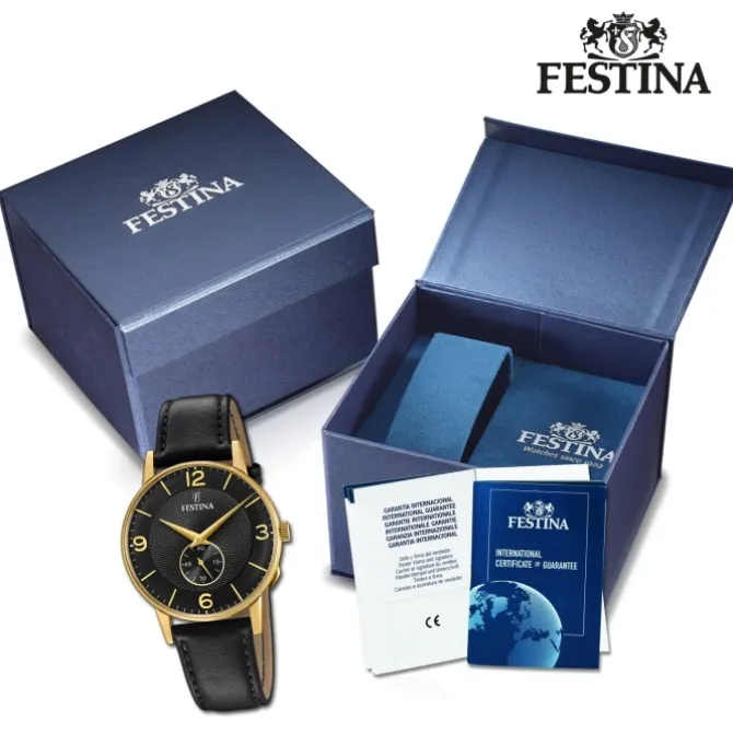 Festina Herrenuhr Klassik F20567/4 Armbanduhr Leder schwarz UF20567/4