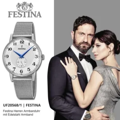 Festina Herrenuhr Klassik F20568/1 Armbanduhr Edelstahl silber UF20568/1