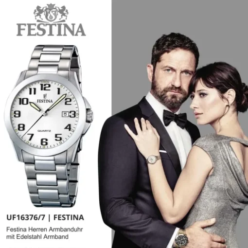 FESTINA Herrenuhr Klassik Analog Quarz Edelstahl silber Klassik Uhr UF16376/7