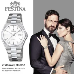 Festina Herrenuhr Klassik F20552/2 Armbanduhr Edelstahl silber UF20552/2