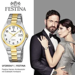 Festina Herrenuhr Klassik F20554/1 Armbanduhr Edelstahl silber gold UF20554/1