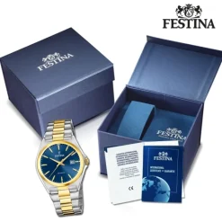 Festina Herrenuhr Klassik F20554/4 Armbanduhr Edelstahl silber gold UF20554/4