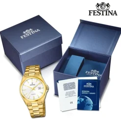 Festina Herrenuhr Klassik F20555/2 Armbanduhr Edelstahl gold UF20555/2