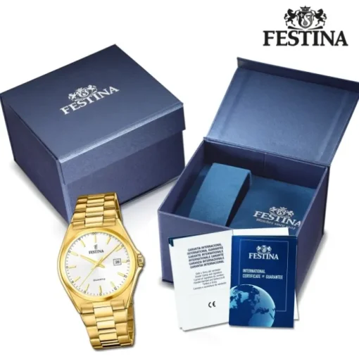 Festina Herrenuhr Klassik F20555/2 Armbanduhr Edelstahl gold UF20555/2