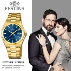 Festina Herrenuhr Klassik F20555/4 Armbanduhr Edelstahl gold UF20555/4