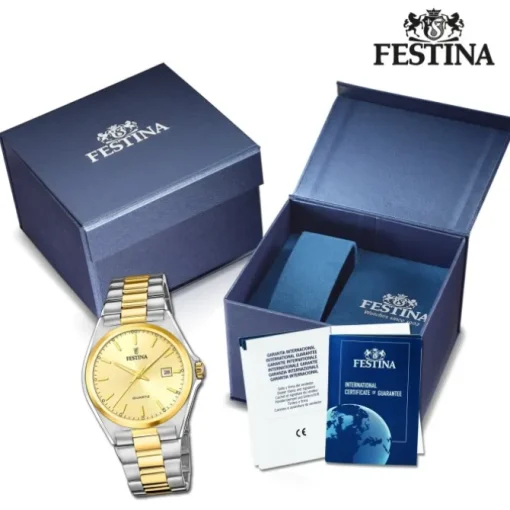 Festina Herrenuhr Klassik F20554/3 Armbanduhr Edelstahl silber gold UF20554/3