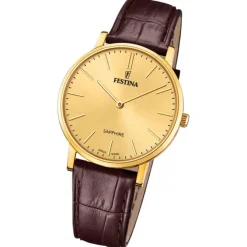 Festina Herrenuhr Leder braun Festina Swiss Made Armbanduhr UF20016/2