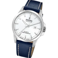 Festina Herrenuhr Leder blau Festina Swiss Made Armbanduhr UF20025/2