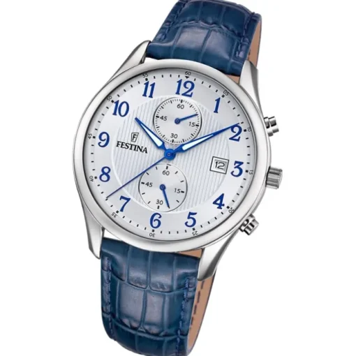 Festina Herrenuhr Leder blau Festina Timeless Chronograph Armbanduhr UF6855/A