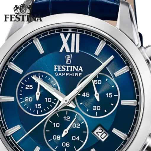 Festina Herrenuhr Leder blau Festina Swiss made Armbanduhr UF20041/2