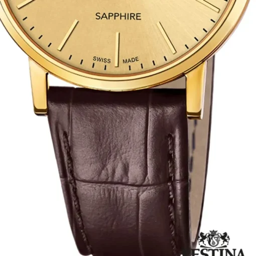 Festina Herrenuhr Leder braun Festina Swiss Made Armbanduhr UF20016/2