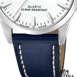 Festina Herrenuhr Leder blau Festina Swiss Made Armbanduhr UF20025/2