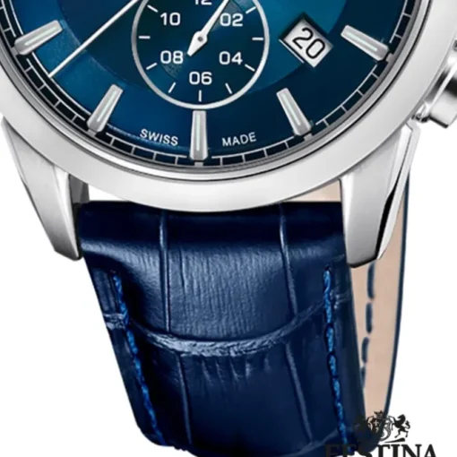 Festina Herrenuhr Leder blau Festina Swiss made Armbanduhr UF20041/2