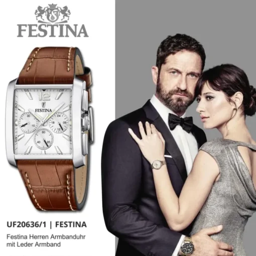Festina Herrenuhr Leder braun Festina Timeless Chronograph Armbanduhr UF20636/1