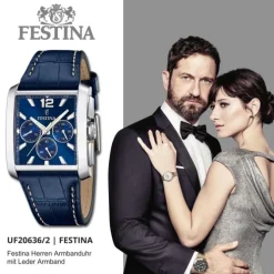 Festina Herrenuhr Leder blau Festina Timeless Chronograph Armbanduhr UF20636/2