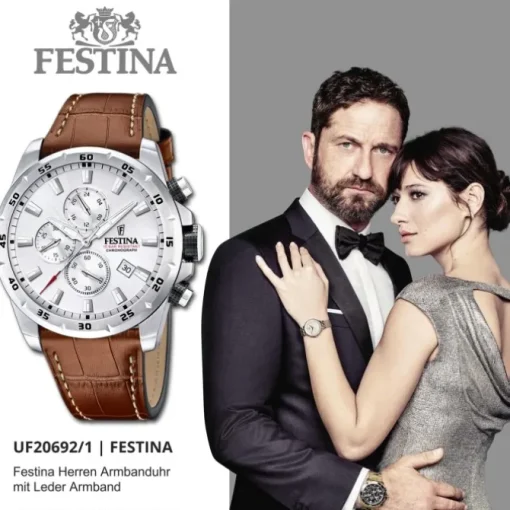 Festina Herrenuhr Leder braun Festina Timeless Chronograph Armbanduhr UF20692/1