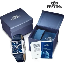 Festina Herrenuhr Leder blau Festina Timeless Chronograph Armbanduhr UF20636/2