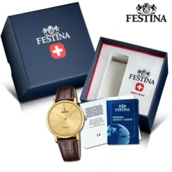 Festina Herrenuhr Leder braun Festina Swiss Made Armbanduhr UF20016/2