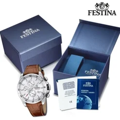 Festina Herrenuhr Leder braun Festina Timeless Chronograph Armbanduhr UF20692/1