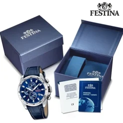 Festina Herrenuhr Leder blau Festina Timeless Chronograph Armbanduhr UF20692/2