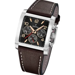 Festina Herrenuhr Leder dunkelbraun Timeless Chronograph Armbanduhr UF20653/4