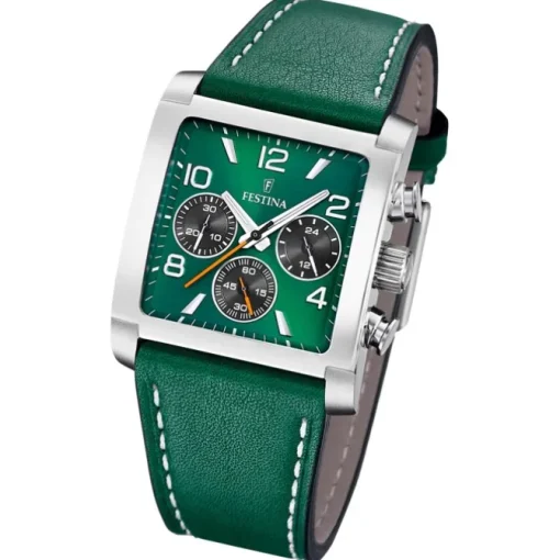 Festina Herrenuhr Leder grün Festina Timeless Chronograph Armbanduhr UF20653/2