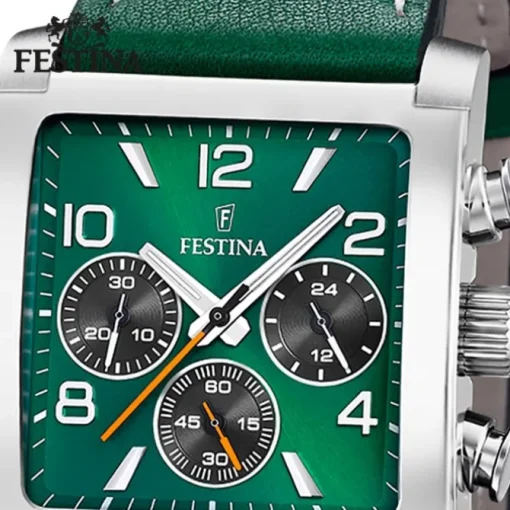 Festina Herrenuhr Leder grün Festina Timeless Chronograph Armbanduhr UF20653/2