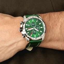 Festina Herrenuhr Leder grün Festina Timeless Chronograph Armbanduhr UF20692/3