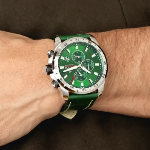 Festina Herrenuhr Leder grün Festina Timeless Chronograph Armbanduhr UF20692/3