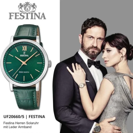 Festina Herrenuhr Leder grün Festina Solar Energy Solaruhr UF20660/5