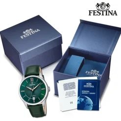 Festina Herrenuhr Leder grün Festina Klassik Armbanduhr UF20426/7