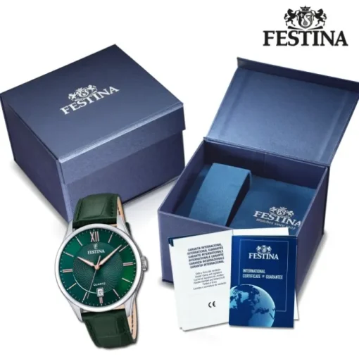 Festina Herrenuhr Leder grün Festina Klassik Armbanduhr UF20426/7