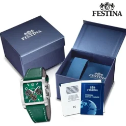 Festina Herrenuhr Leder grün Festina Timeless Chronograph Armbanduhr UF20653/2
