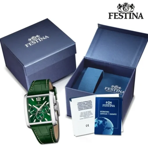Festina Herrenuhr Leder grün Festina Timeless Chronograph Armbanduhr UF20636/3