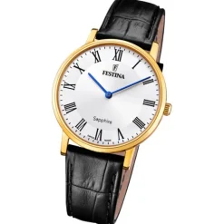 Festina Herrenuhr Leder schwarz Festina Swiss made Armbanduhr UF20016/4