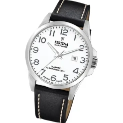 Festina Herrenuhr Leder schwarz Festina Swiss Made Armbanduhr UF20025/1