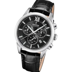 Festina Herrenuhr Leder schwarz Festina Swiss made Armbanduhr UF20041/4