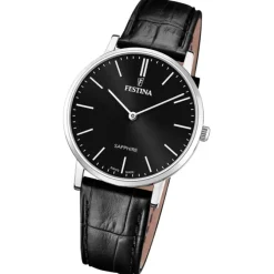 Festina Herrenuhr Leder schwarz Festina Swiss Made Armbanduhr UF20012/4