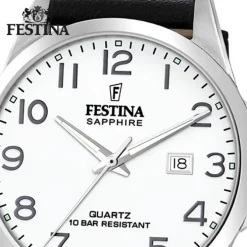 Festina Herrenuhr Leder schwarz Festina Swiss Made Armbanduhr UF20025/1