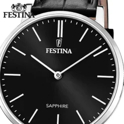 Festina Herrenuhr Leder schwarz Festina Swiss Made Armbanduhr UF20012/4