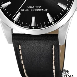 Festina Herrenuhr Leder schwarz Festina Swiss Made Armbanduhr UF20025/4