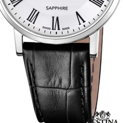 Festina Herrenuhr Leder schwarz Festina Swiss Made Armbanduhr UF20012/2