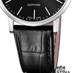 Festina Herrenuhr Leder schwarz Festina Swiss Made Armbanduhr UF20012/4