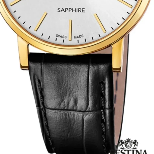 Festina Herrenuhr Leder schwarz Festina Swiss Made Armbanduhr UF20016/1