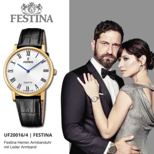 Festina Herrenuhr Leder schwarz Festina Swiss made Armbanduhr UF20016/4