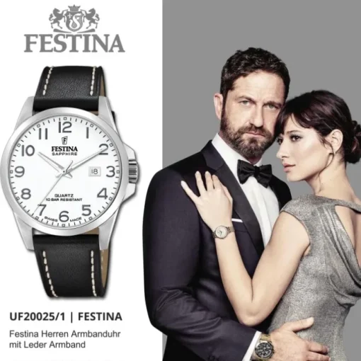 Festina Herrenuhr Leder schwarz Festina Swiss Made Armbanduhr UF20025/1
