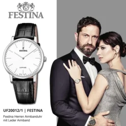 Festina Herrenuhr Leder schwarz Festina Swiss Made Armbanduhr UF20012/1