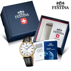 Festina Herrenuhr Leder schwarz Festina Swiss made Armbanduhr UF20016/4
