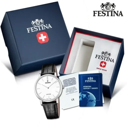 Festina Herrenuhr Leder schwarz Festina Swiss Made Armbanduhr UF20012/1