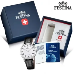 Festina Herrenuhr Leder schwarz Festina Swiss Made Armbanduhr UF20012/2